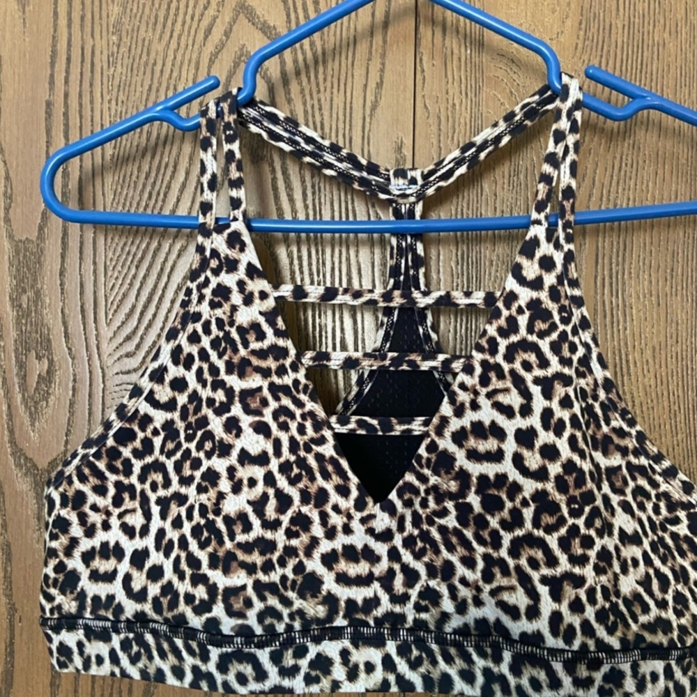 ZYIA Brown and Black Sports Bra Leopard Print